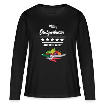 Obstgärtnerin Obstbäuerin Obstproduzent Obstbau - Frauen Premium Bio Langarmshirt - Schwarz - Vorne - Julia (174cm)