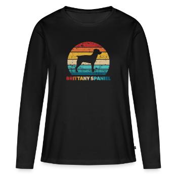 Brittany Spaniel - Frauen Premium Bio Langarmshirt - Schwarz - Vorne - Julia (174cm)