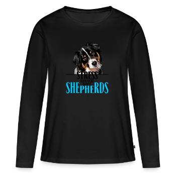 AUSTRALIAN SHEPHERD le stress ne me - T-shirt manches longues Premium bio Femme - noir - Devant - Julia (174cm)