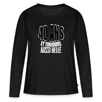 40 ans maillot femme anniversaire humoristique - T-shirt manches longues Premium bio Femme - noir - Devant - Julia (174cm)