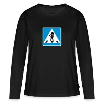 Traffic sign design: pregnancy announcement - Women's Premium Organic Long Sleeve Shirt - black - Front - Julia (174cm)
