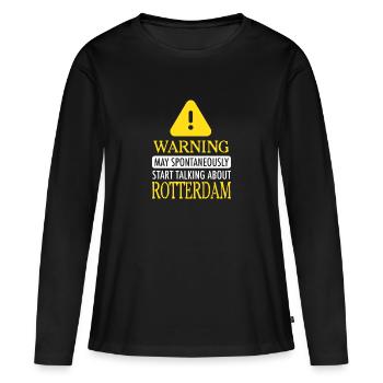 WARNING ! : Rotterdam - T-shirt manches longues Premium bio Femme - noir - Devant - Julia (174cm)