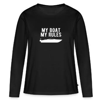 BATEAU: Mon bateau mes règles - T-shirt manches longues Premium bio Femme - noir - Devant - Julia (174cm)