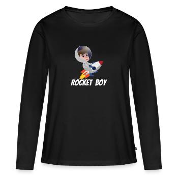 SPACE / ROCKET: Rocket Boy - Frauen Premium Bio Langarmshirt - Schwarz - Vorne - Julia (174cm)