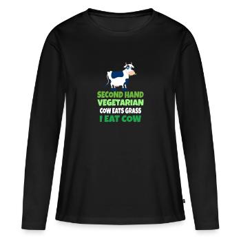 Carnivore Diet Anti-Vegan : Second Hand Vegetarian - Frauen Premium Bio Langarmshirt - Schwarz - Vorne - Julia (174cm)