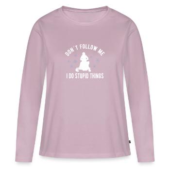 SNOWMOBILING:/ SNOWMOBILE don’t follow me - T-shirt manches longues Premium bio Femme - rose poudré - Devant - Julia (174cm)