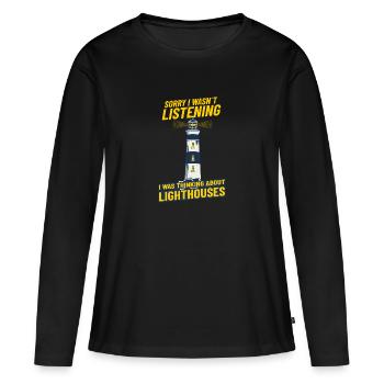 Lighthouse Seaside thinking about lighthouses - T-shirt manches longues Premium bio Femme - noir - Devant - Julia (174cm)