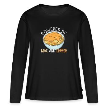 MAC AND CHEESE GIFT : powered by Mac and Cheese - Frauen Premium Bio Langarmshirt - Schwarz - Vorne - Julia (174cm)