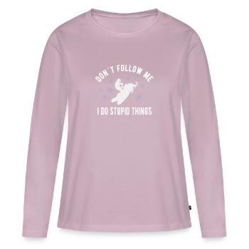 SNOWMOBILING:/ SNOWMOBILE don’t follow me - T-shirt manches longues Premium bio Femme - rose poudré - Devant - Julia (174cm)