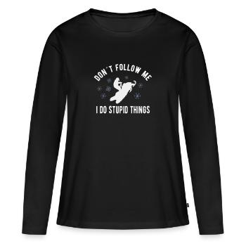 SNOWMOBILING:/ SNOWMOBILE don’t follow me - T-shirt manches longues Premium bio Femme - noir - Devant - Julia (174cm)