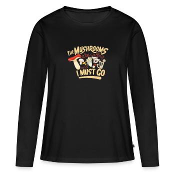 Champignons champignons champignons champignons panier champignon automne - T-shirt manches longues Premium bio Femme - noir - Devant - Julia (174cm)