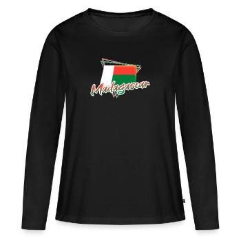 Madagascar - T-shirt manches longues Premium bio Femme - noir - Devant - Julia (174cm)