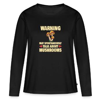 Champignons champignons champignons champignons panier champignon automne - T-shirt manches longues Premium bio Femme - noir - Devant - Julia (174cm)