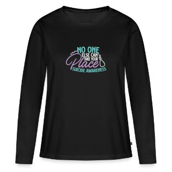 Prévention du suicide Santé mentale Thérapie - T-shirt manches longues Premium bio Femme - noir - Devant - Julia (174cm)