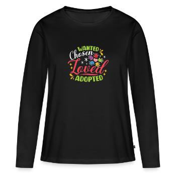 Drôle Adoption Jour d’adoption Cadeau Adoption - T-shirt manches longues Premium bio Femme - noir - Devant - Julia (174cm)