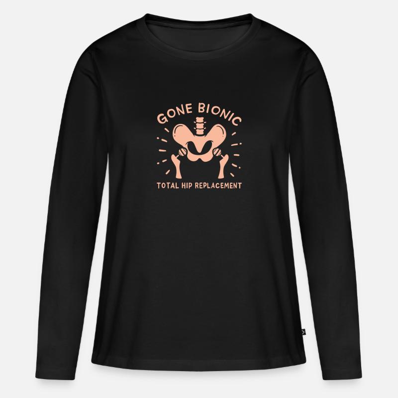 Idea regalo post-operatoria post-operatoria di sostituzione dell'anca - Maglia a maniche lunghe ecologica premium da donna - nero