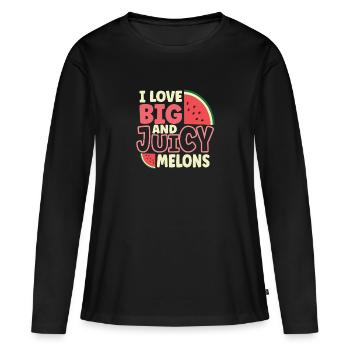 Watermelon Funny Fruit Funny Watermelon Fruit Joke - Frauen Premium Bio Langarmshirt - Schwarz - Vorne - Julia (174cm)