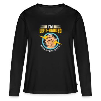 Gaucher gaucher gaucher Leftie Buddy - T-shirt manches longues Premium bio Femme - noir - Devant - Julia (174cm)