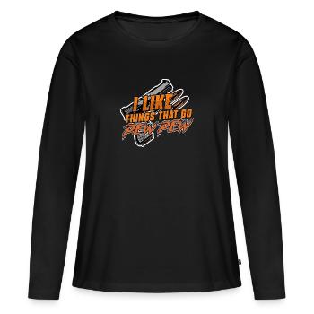 Droits des armes à feu Amateur d’armes à feu 2e amendement Cadeau de propriétaire d’arme à feu - T-shirt manches longues Premium bio Femme - noir - Devant - Julia (174cm)