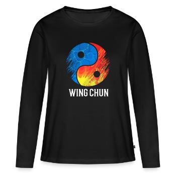Wing Chun - T-shirt manches longues Premium bio Femme - noir - Devant - Julia (174cm)