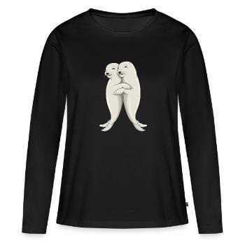 Phoque Phoque Phoque Phoque Enfants - T-shirt manches longues Premium bio Femme - noir - Devant - Julia (174cm)