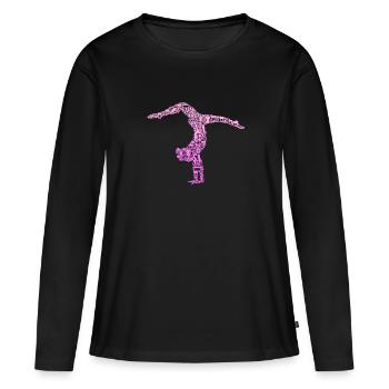 Turnen Turnerin Gymnastik Kinder Mädchen Damen - Frauen Premium Bio Langarmshirt - Schwarz - Vorne - Julia (174cm)