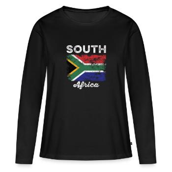 Südafrika Flagge Distressed - Frauen Premium Bio Langarmshirt - Schwarz - Vorne - Julia (174cm)