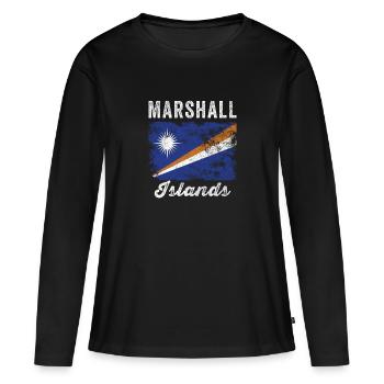 Drapeau des Îles Marshall en détresse - T-shirt manches longues Premium bio Femme - noir - Devant - Julia (174cm)
