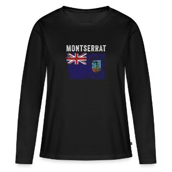 Montserrat Flagge Distressed - Frauen Premium Bio Langarmshirt - Schwarz - Vorne - Julia (174cm)