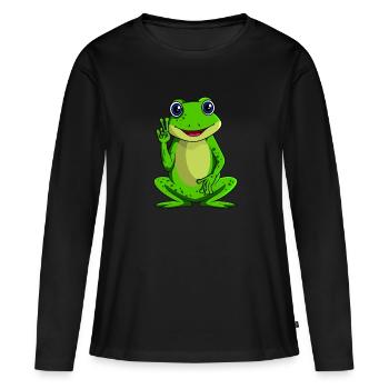 Grenouilles Amateurs Grenouilles Enfants Filles Dames - T-shirt manches longues Premium bio Femme - noir - Devant - Julia (174cm)