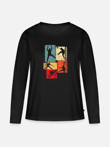 Handball Torwart Handballer Jungen Kinder - Frauen Premium Bio Langarmshirt - Schwarz
