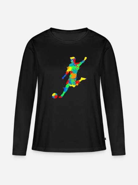 Fußball Fußballer Jungen Kinder - Frauen Premium Bio Langarmshirt - Schwarz