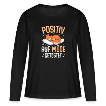 Eichhörnchen Positiv Auf Müde Getestet - Frauen Premium Bio Langarmshirt - Schwarz - Vorne - Julia (174cm)