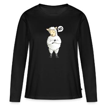 Schaf Nö Schafe Schäfer - Frauen Premium Bio Langarmshirt - Schwarz - Vorne - Julia (174cm)