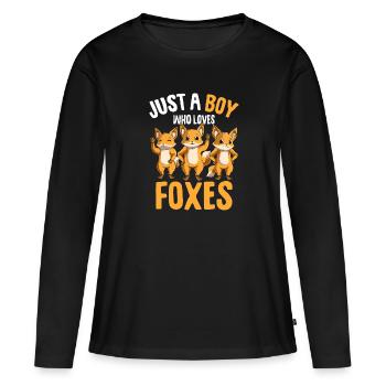 Fuchs Junge Kinder - Frauen Premium Bio Langarmshirt - Schwarz - Vorne - Julia (174cm)