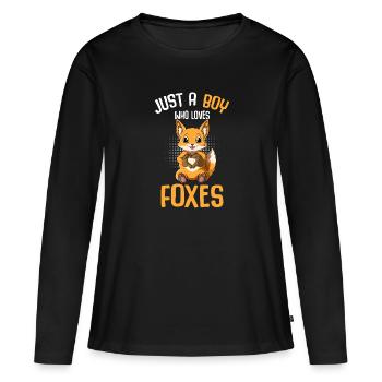 Fuchs Junge Kinder - Frauen Premium Bio Langarmshirt - Schwarz - Vorne - Julia (174cm)