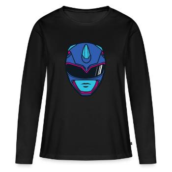 Power Rangers Casque De Ranger Bleu Costume - T-shirt manches longues Premium bio Femme - noir - Devant - Julia (174cm)