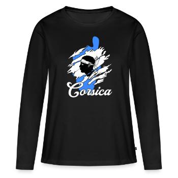 Île de Corse - T-shirt manches longues Premium bio Femme - noir - Devant - Julia (174cm)