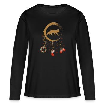 Fuchs Weihnachten Weihnachtstraumfänger - Frauen Premium Bio Langarmshirt - Schwarz - Vorne - Julia (174cm)