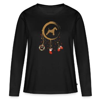 Draht-Foxterrier Weihnachten Weihnachtstraumfänger - Frauen Premium Bio Langarmshirt - Schwarz - Vorne - Julia (174cm)