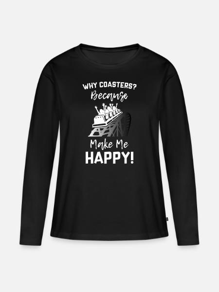 Roller Coaster Make Me Happy - Frauen Premium Bio Langarmshirt - Schwarz
