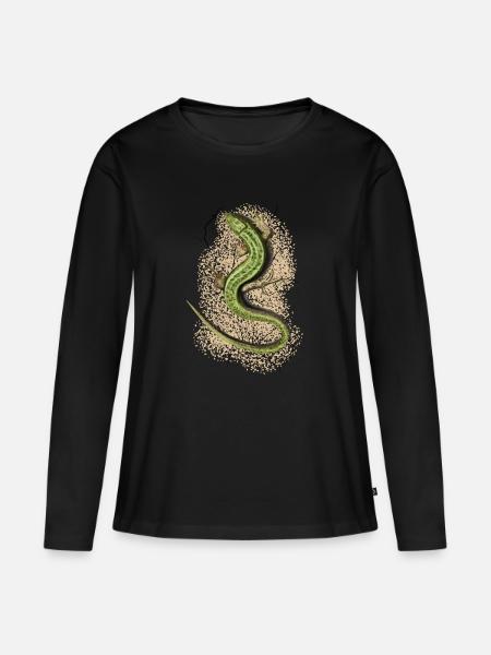 Eidechse - Frauen Premium Bio Langarmshirt - Schwarz