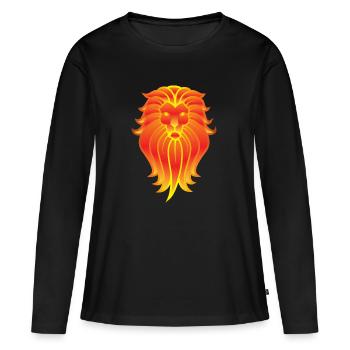 Lion in flames - Women's Premium Organic Long Sleeve Shirt - black - Front - Julia (174cm)