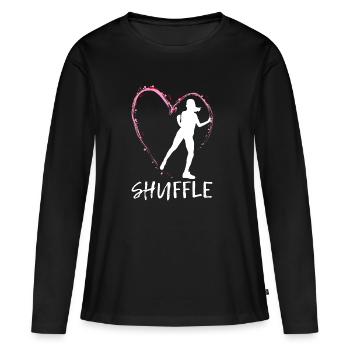Amour Danse Shuffle - coeur rose avec danseuse - T-shirt manches longues Premium bio Femme - noir - Devant - Julia (174cm)