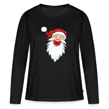 Père Noël Père Noël - T-shirt manches longues Premium bio Femme - noir - Devant - Julia (174cm)