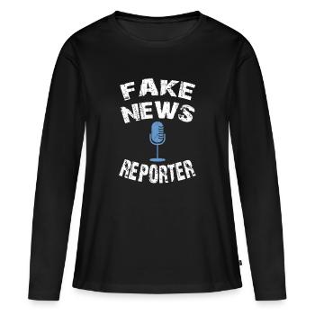 fake news reporter, fake news shirt - Frauen Premium Bio Langarmshirt - Schwarz - Vorne - Julia (174cm)