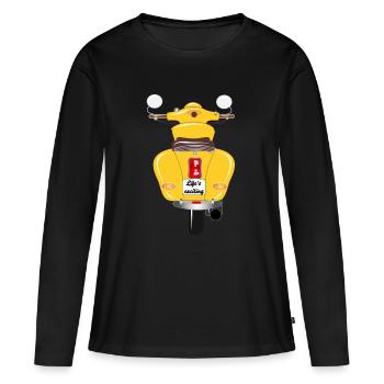 scooter jaune soleil avec plaque d'immatriculation excitante - T-shirt manches longues Premium bio Femme - noir - Devant - Julia (174cm)