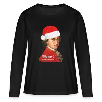 Noël avec Wolfgang Amadeus Mozart - T-shirt manches longues Premium bio Femme - noir - Devant - Julia (174cm)