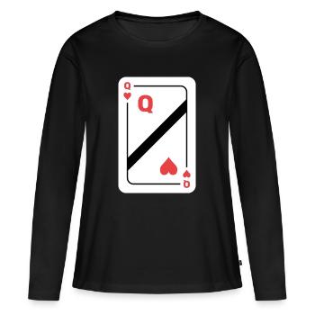Carte à jouer Queen of Hearts Carte de poker - T-shirt manches longues Premium bio Femme - noir - Devant - Julia (174cm)