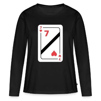 Heart Seven Playing Card Poker Card - T-shirt manches longues Premium bio Femme - noir - Devant - Julia (174cm)
